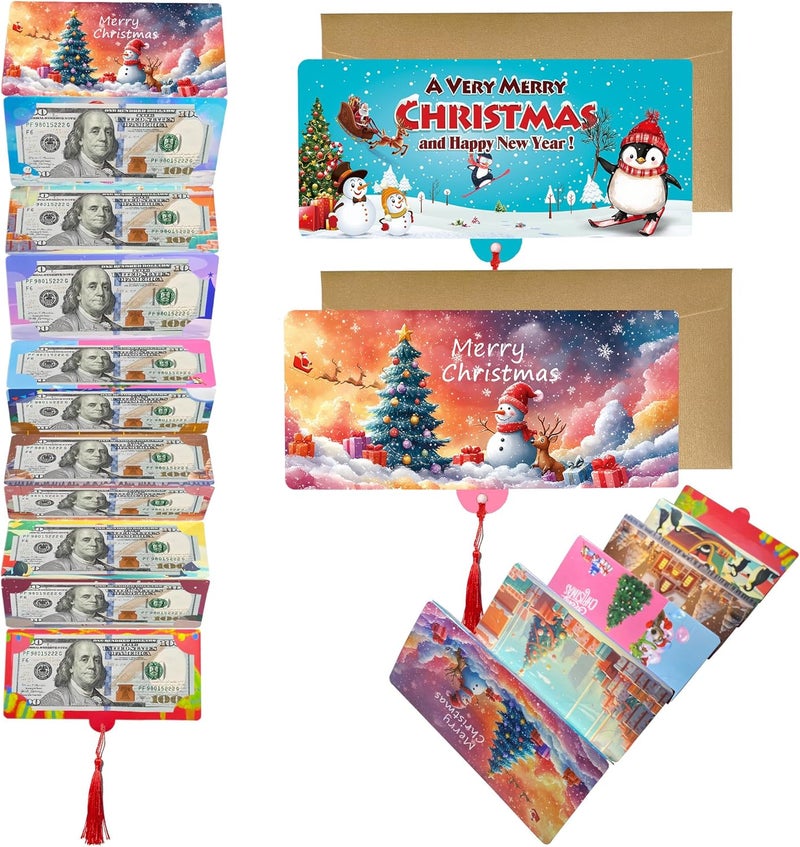 Pittera (2 Pack) unique christmas cash gift envelopes for cash 10 slots, unusual christmas money holders for gifts envelopes cardbooklet, xmas money envelopes for ideas gift card book - Image 1